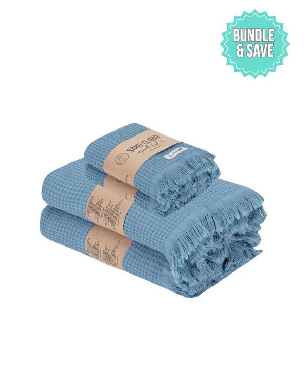 Micro Waffle XL Bath Bundle - Slate Blue